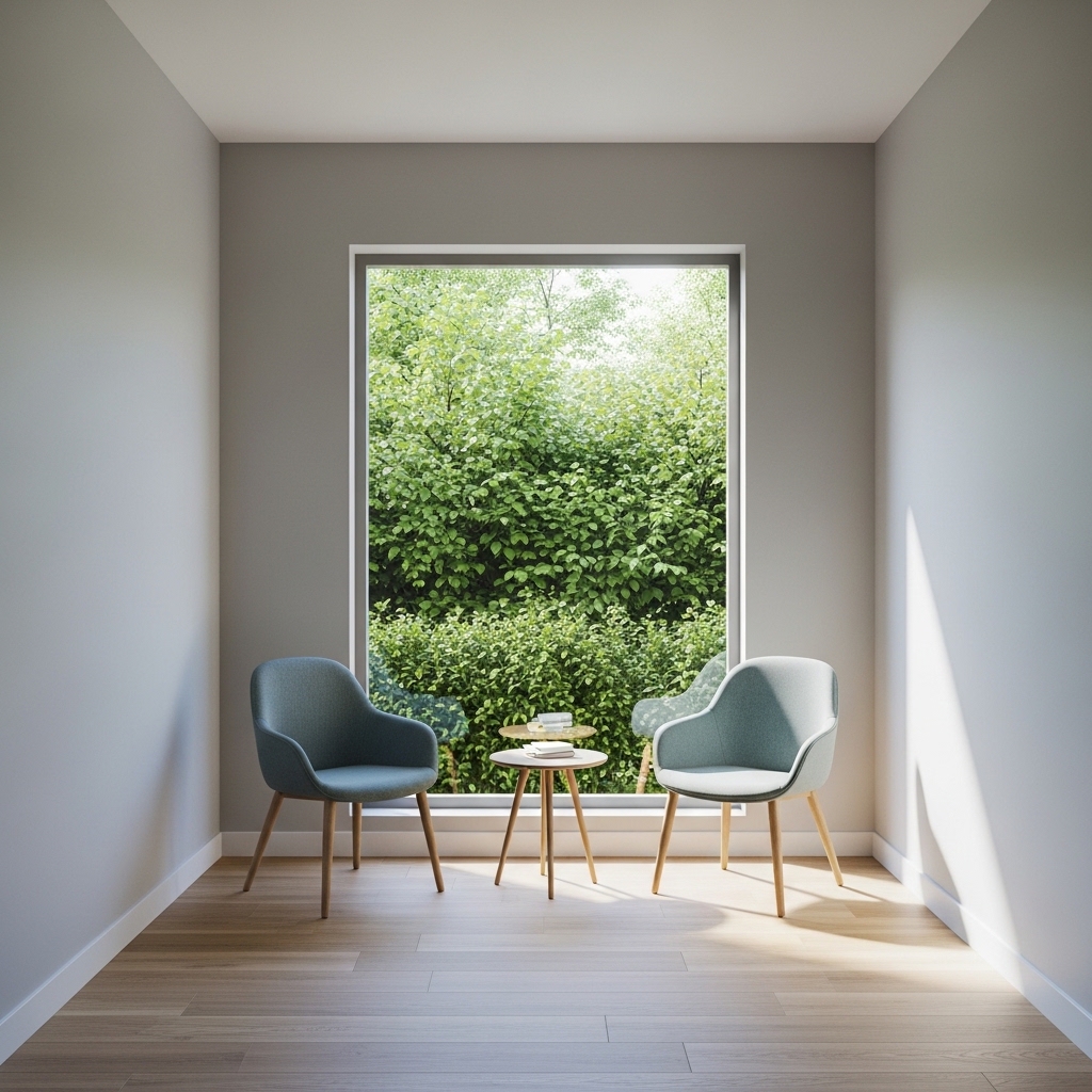 Modern, bright, clean clinic interior.